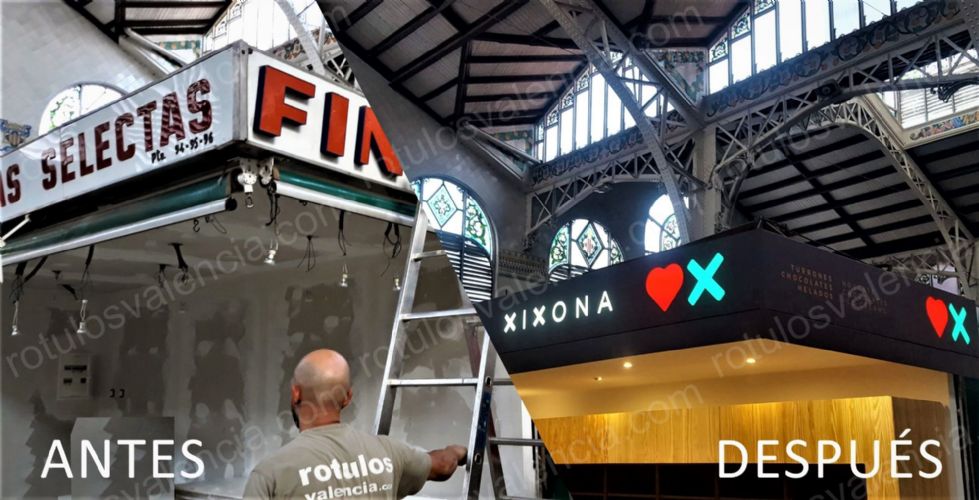 Antes y Después. Renovación parada para Love Xixona Mercado Central de Valencia